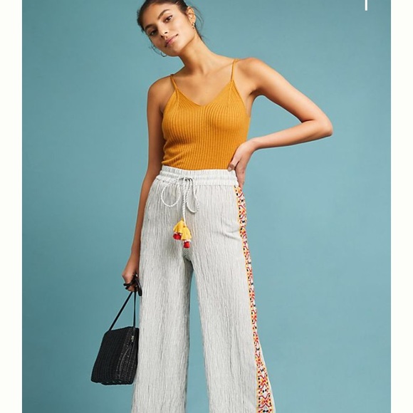 Anthropologie Pants - NEW Anthropologie LAIA Stasia Embroidered Wide Leg
